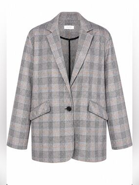Light Gray‎ Plaid Single-Button Blazer Jacket by Reverof. Sz M/L oversized